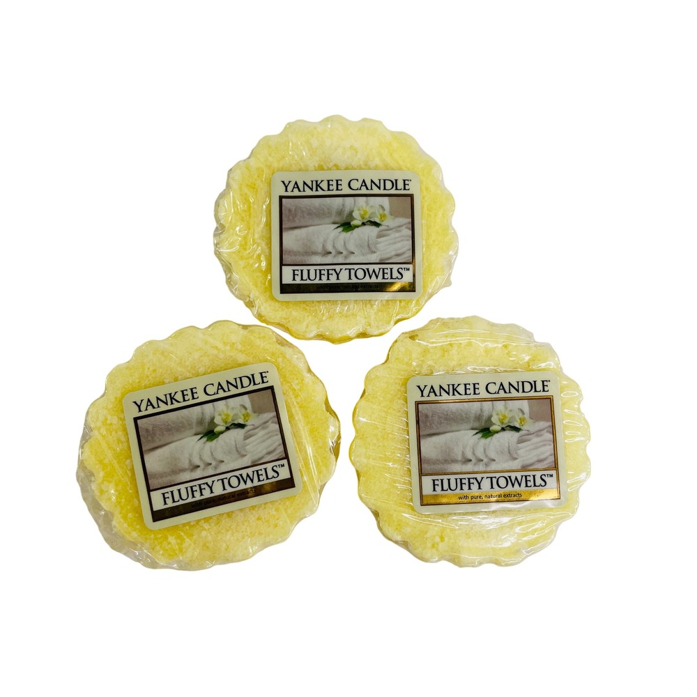 Yankee Candle Fluffy Towels Tarts Wax Melts Lot of 3 Fresh Clean Scent .8oz Each